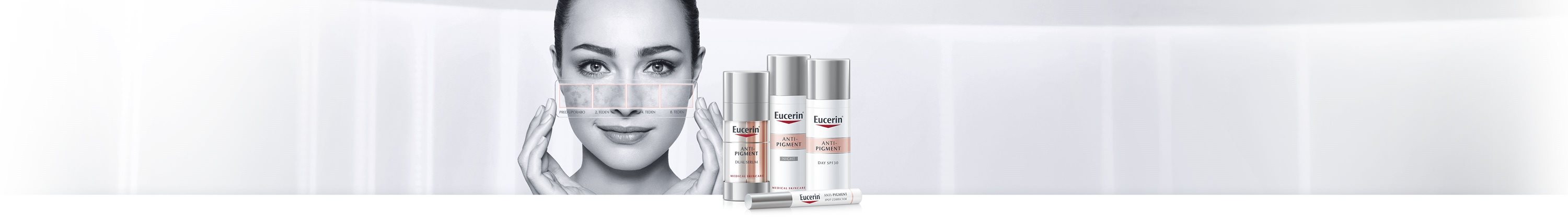 Izdelki Eucerin proti hiperpigmentaciji zmanjšajo temne madeže.